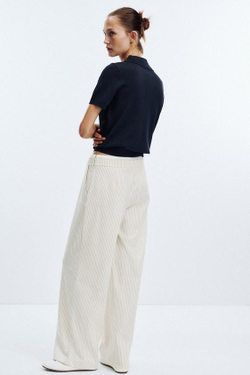 ZARA БРЮКИ-БОКСЕРЫ С КОНТРАСТНОЙ ДЕТАЛЬЮ, ЭКРЮ