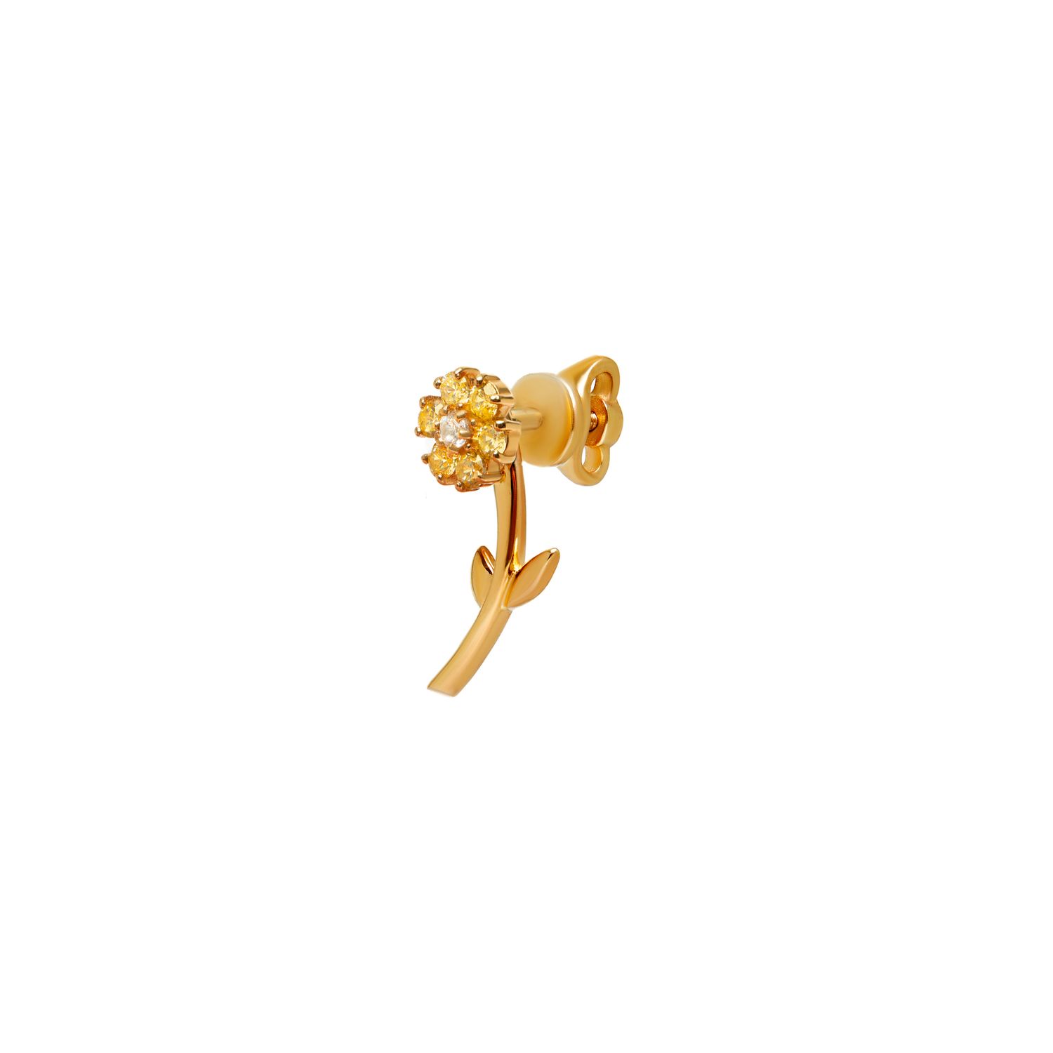 Моносерьга Gold Flower Yellow Earring
