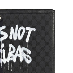 GUCCI Balenciaga Collaboration Canvas With Leather Laptop Bag Unisex Black