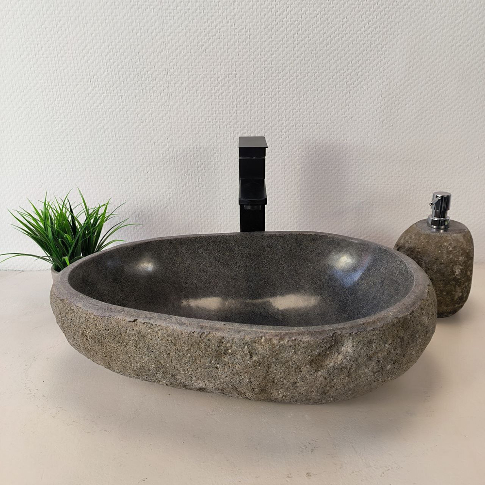 Раковина из речного камня RS-66015 51х33х15 из натурального камня