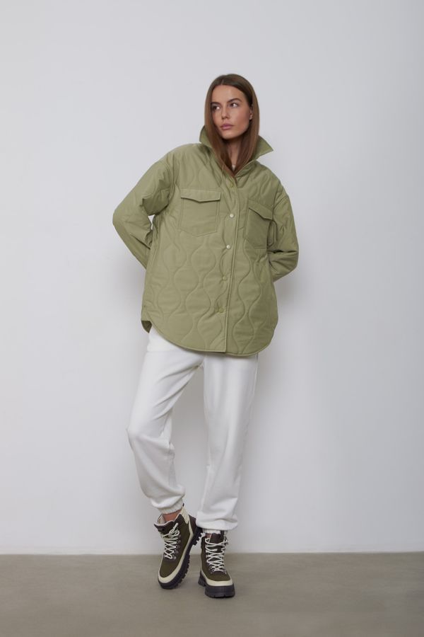 Куртка-рубашка стёганая AW015 фисташковая - фото 8