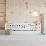 Односпальная кровать 90х190 Лили с выдвижным спальным местом из массива сосны, белая