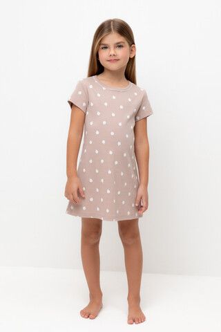 сорочка  для девочки  К 1156/кофейный,маленькие яблочки