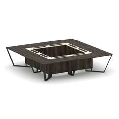 Steel Meet Стол переговорный квадратный KMK-PR.B.SP-16K Дуб Мали/Ваниль Глянец/Металл Черный 3200*32