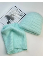 комплект шапка с шарфом- снуд зимний вязаный