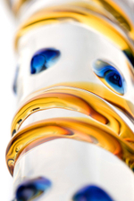 Стеклянный фаллос Sexus Glass с подставкой и спиралями, 17,5 см