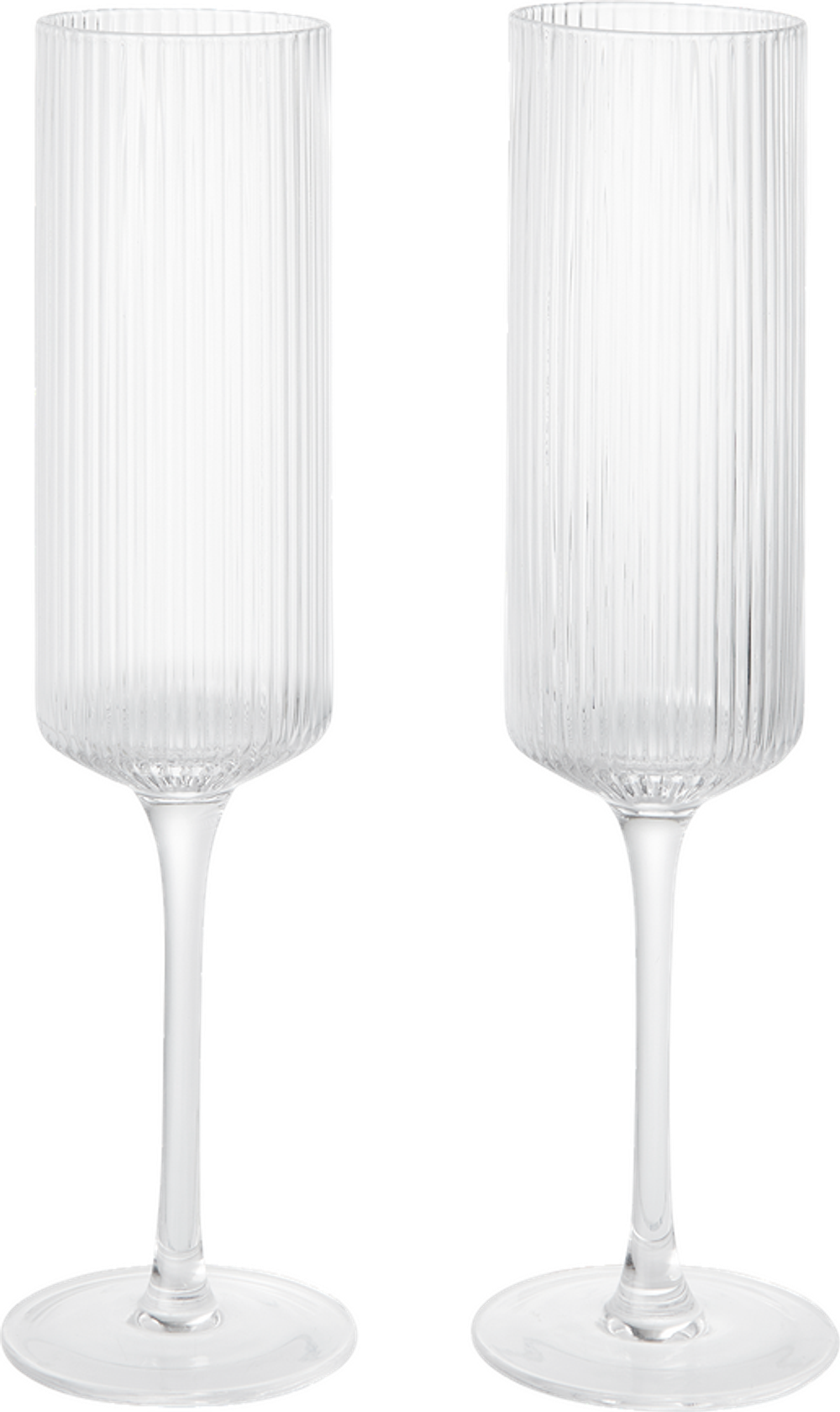 Набор 2 бокала Ferm Living, Ripple Flutes, стекло, прозрачный
