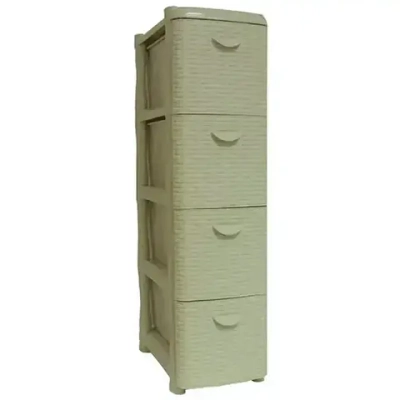 Комод узкий РОТАНГ (4 секции) белый ротанг 0,965,26х0,502м