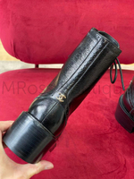 Черные глянцевые ботинки Chanel (Шанель) из состаренной кожи