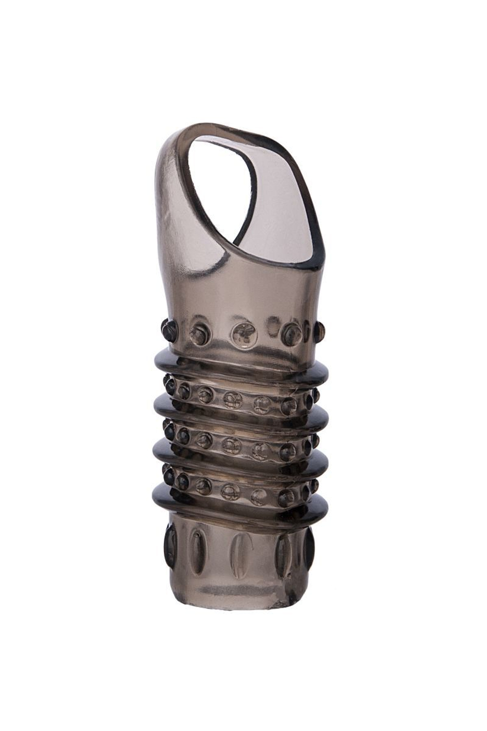 Открытая дымчатая насадка с точками и рёбрами ToyFa XLover - 11,5 см.