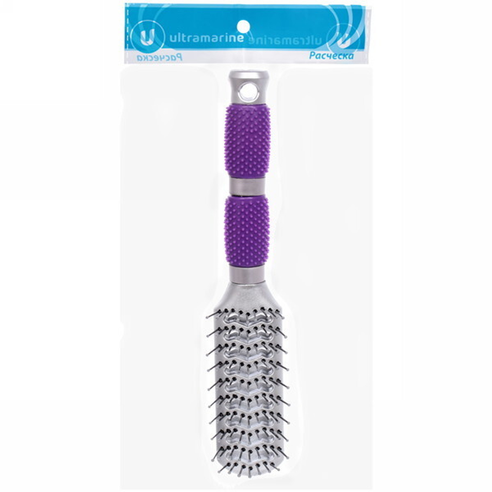 Расческа массажная «Lavanda», вентиляционная, цвет ручки фиолетовый, 23,5 см
