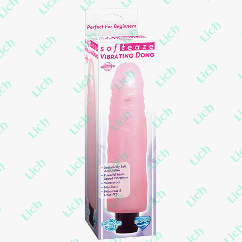 Вибрирующий розовый фаллоимитатор без мошонки SOFTEAZE