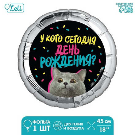 Фольгированный шар 18" «У кого др (кот)» круг Е36
