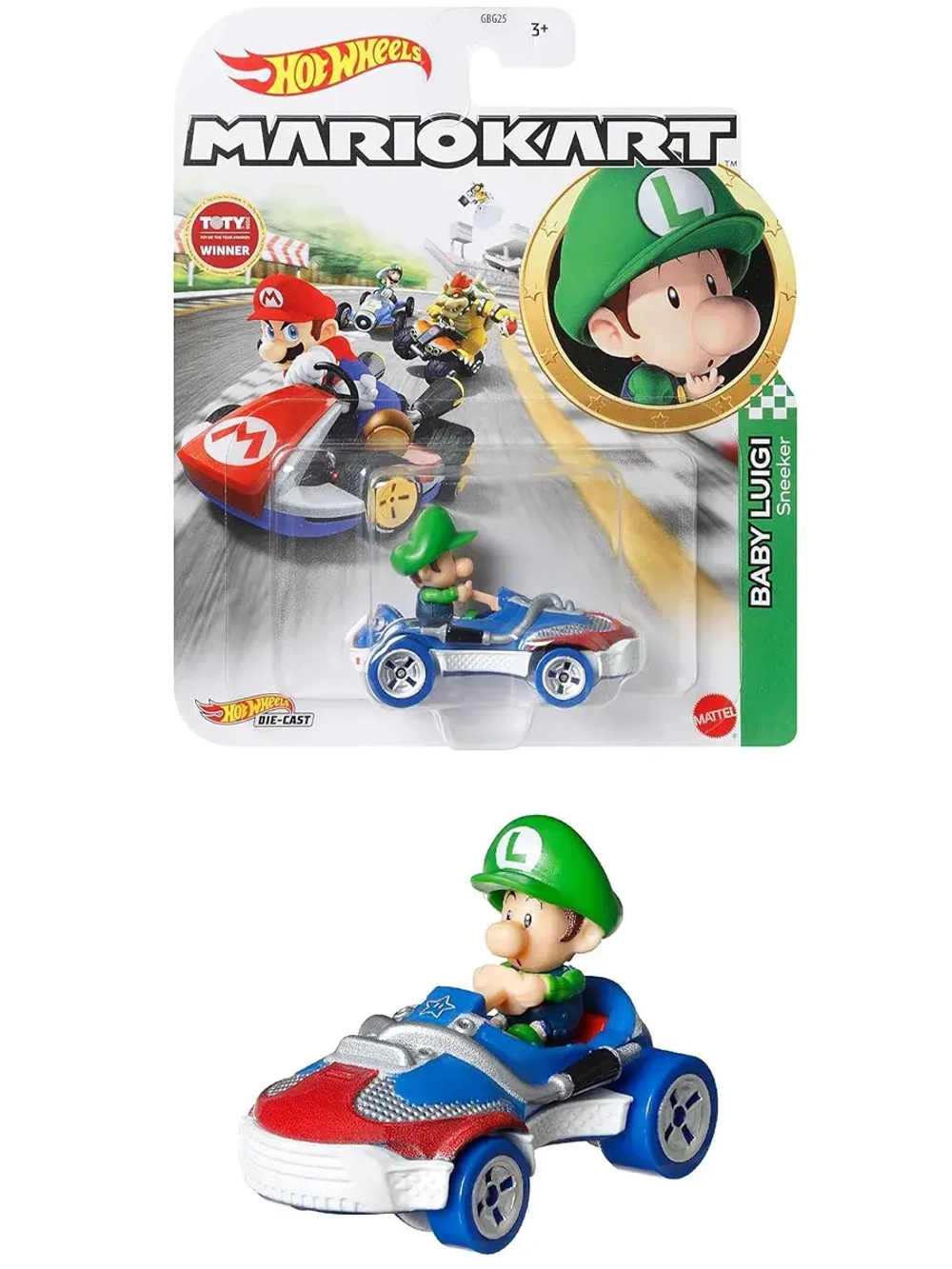 Машинка MarioKart Хот Вилс Baby Luigi GBG25 HDB28