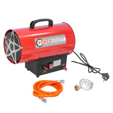 Пушка тепловая газовая(10кВт,220V,0.3 bar,расход-0.73 кг/час,пр.-ть-320м3/час,площадь обогрева-70м2,пропан/газ,защита от утечки и перегрева) FORCEKRAFT FK-GH-10M