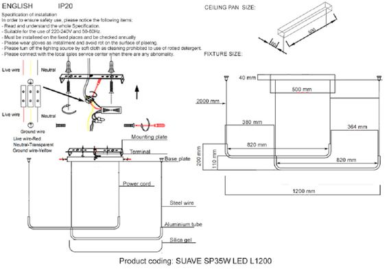 Подвесной светильник Crystal Lux SUAVE SP35W LED L1200 BLACK