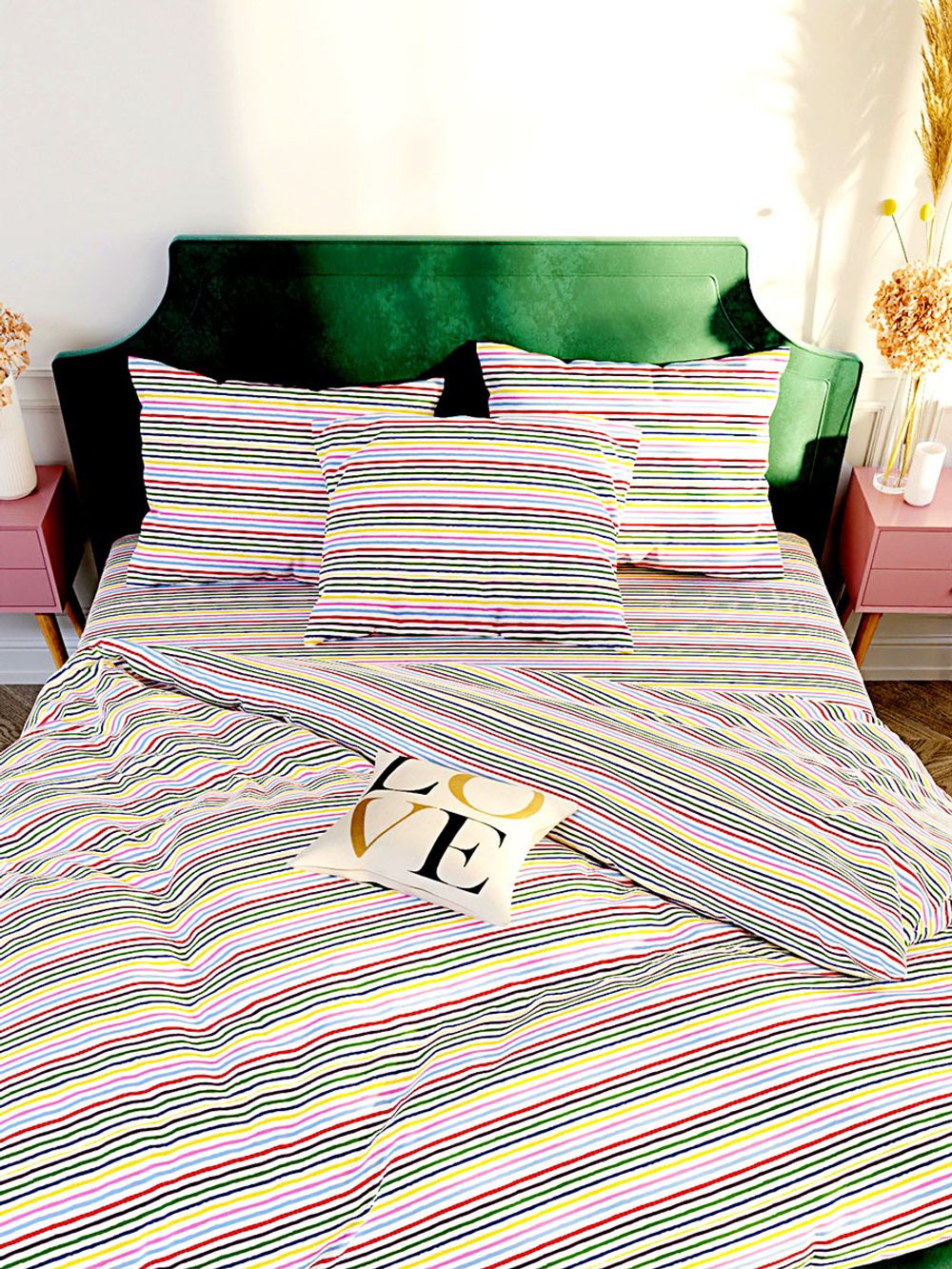 Простынь перкаль Сказка "Радужная полоска" 200x215 см