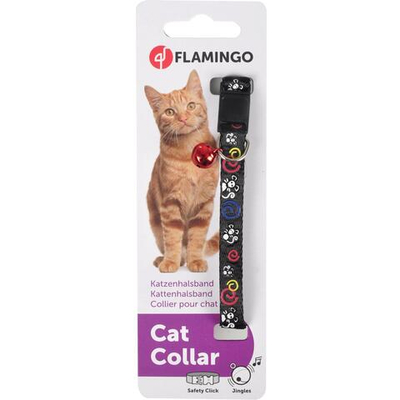 Ошейник  для кошек ZIGGI 20-35см/10мм, чёрный/принт мышки, Flamingo