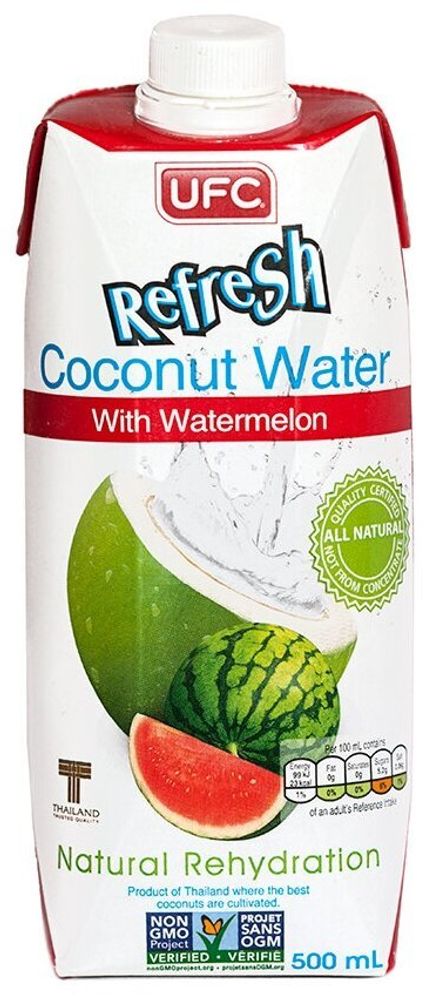 Вода кокосовая UFC Refresh с арбузом, 0.5 л