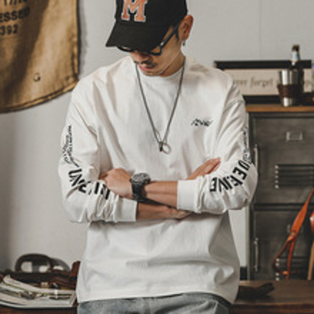 Футболка мужская с длинными рукавами осенняя модная, хлопковая в горном стиле