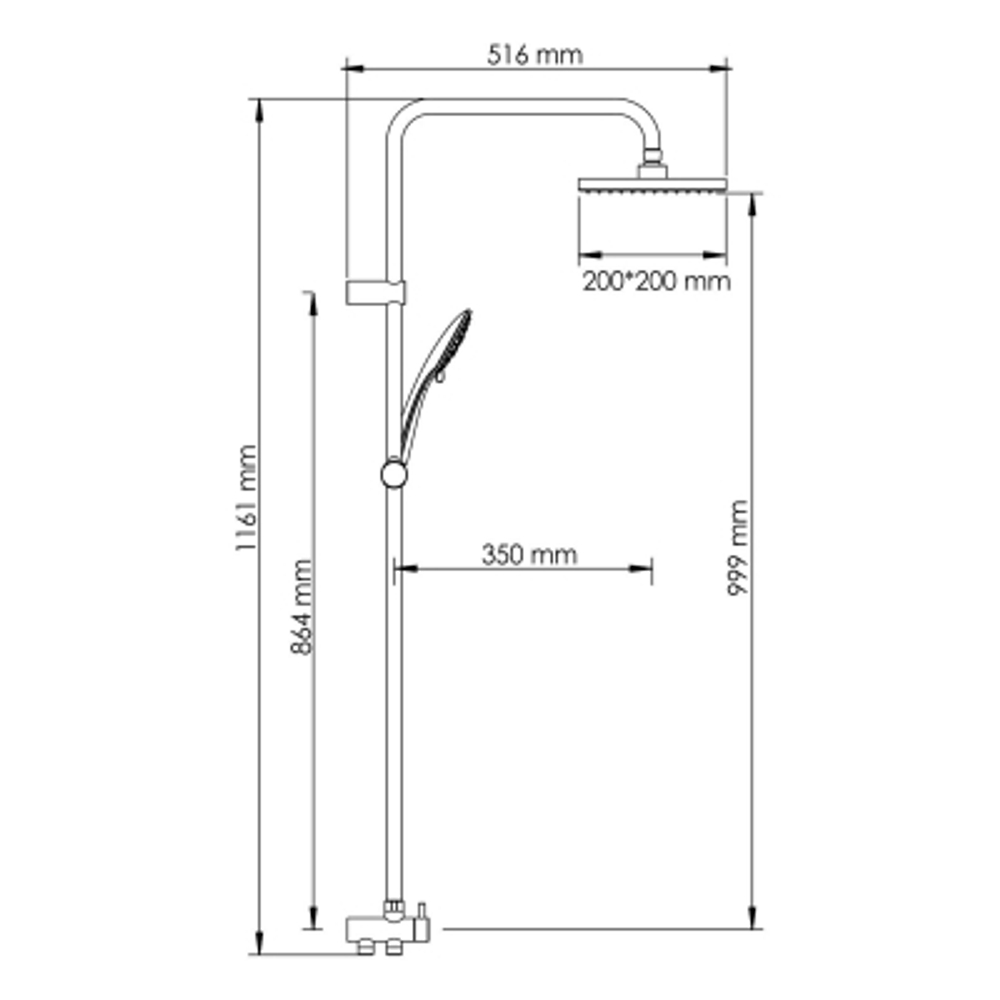 Комплект душевой Wasserkraft серебряный 20х51,6х116,1 см