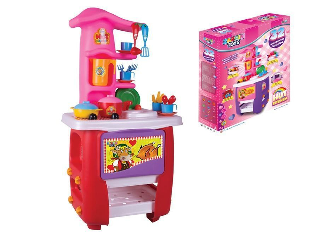 Кухня игровая Hut Kitchen с набором, 32 предм., красн.-розов. (Орион)