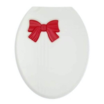 Крышка унитаза "КОМФОРТ ЛЮКС", белый / красный перламутр бант, РП-811