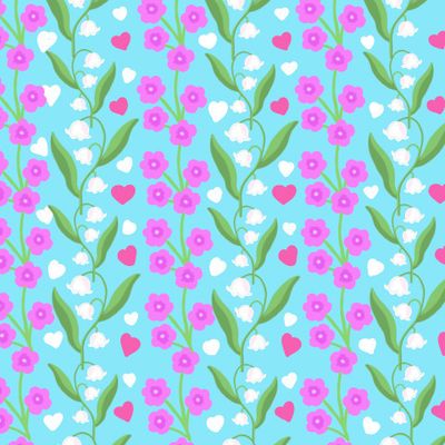 цветочный принт. Ландыши ,сердечки