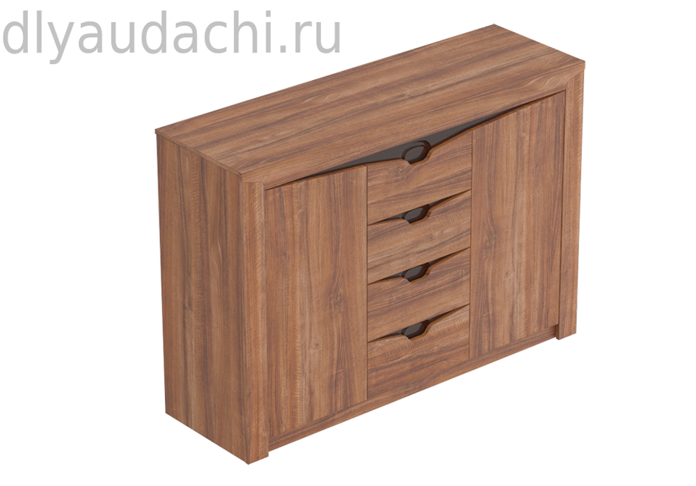 Тумба "Соренто" с 4 ящиками и 2 дверцами Дуб стирлинг