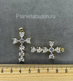 Подвеска люкс (Корея) крест со стеклом 0880