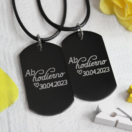 Парные чёрные жетоны для двоих с гравировкой на заказ (чёрный титановый сплав)