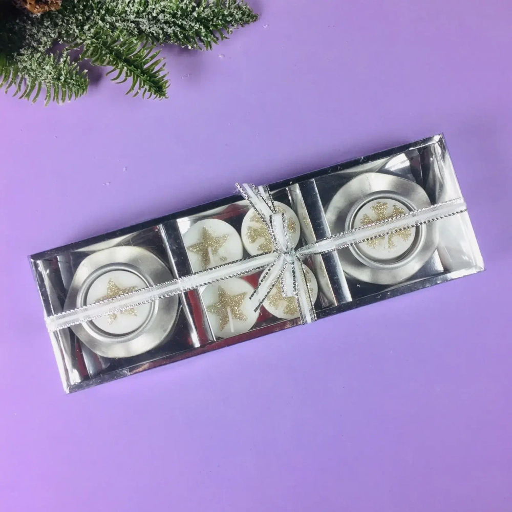 Набор свечей новогодних «Блеск праздника» 25*8,5*3 см, шампань