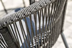 "Малага" обеденная группа на 6 персон со стульями "Марсель", каркас темно-серый, роуп темно-серый