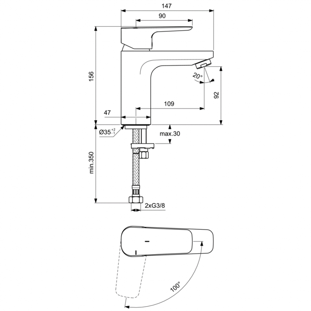 Смеситель Ideal Standard  CERAPLAN III SLIM BC569AA для раковины