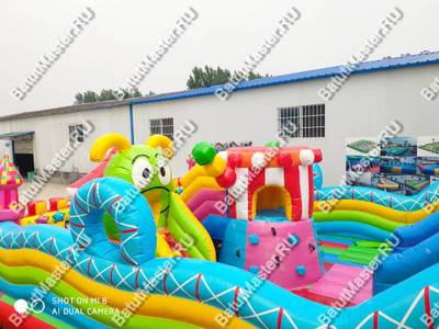 Коммерческий надувной батут "Парк развлечений 2" 12*7*7 м без фигуры клоуна