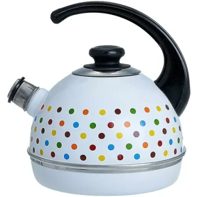 Чайник сферический со свистком 3,5л «Разноцветные горохи» Т04/35/03/24/Н13