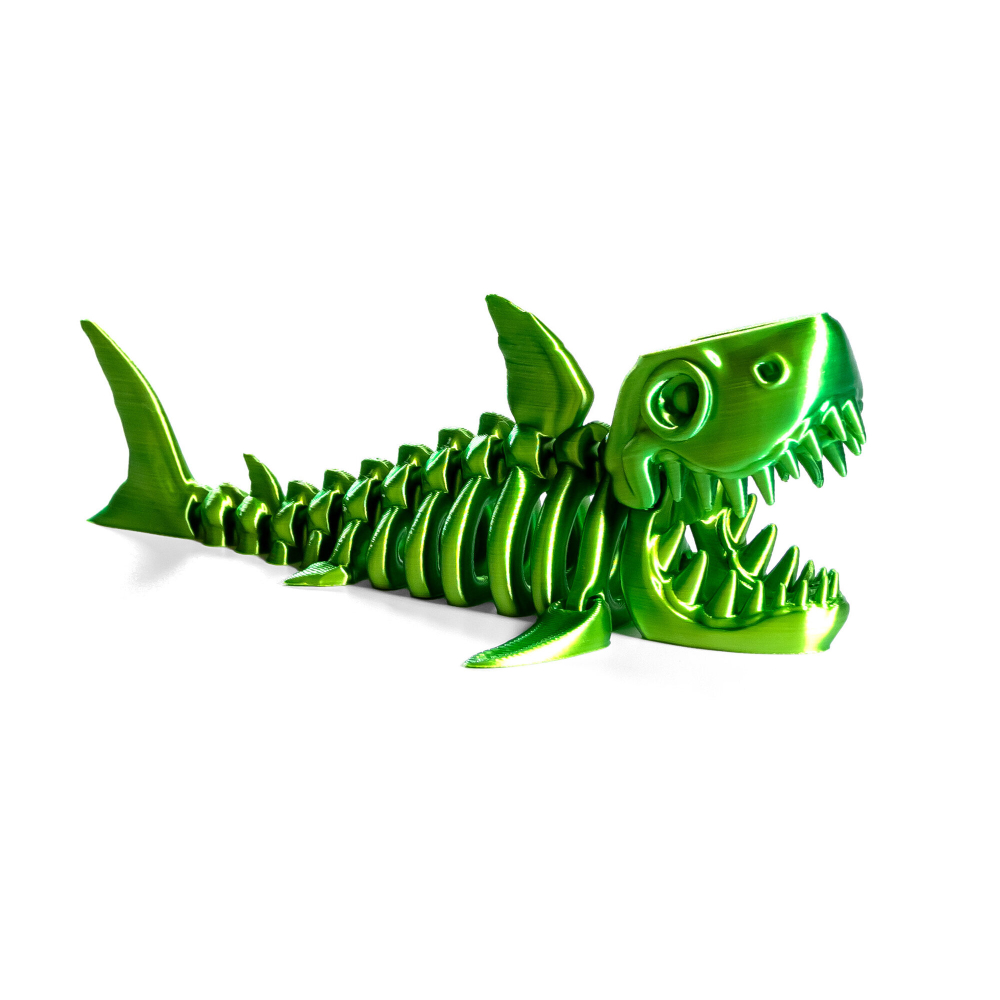 Веселая Акула-скелетон, гибкая шарнирная игрушка-антистресс, желто-зеленая