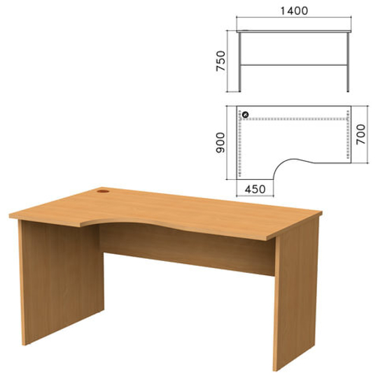 Стол письменный эргономичный "Монолит", 1400х900х750, левый, цвет бук бавария,5.1