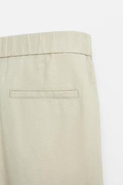 ZARA БРЮКИ ИЗ 100% ЛЬНА, СВЕТЛО-БЕЖЕВЫЙ