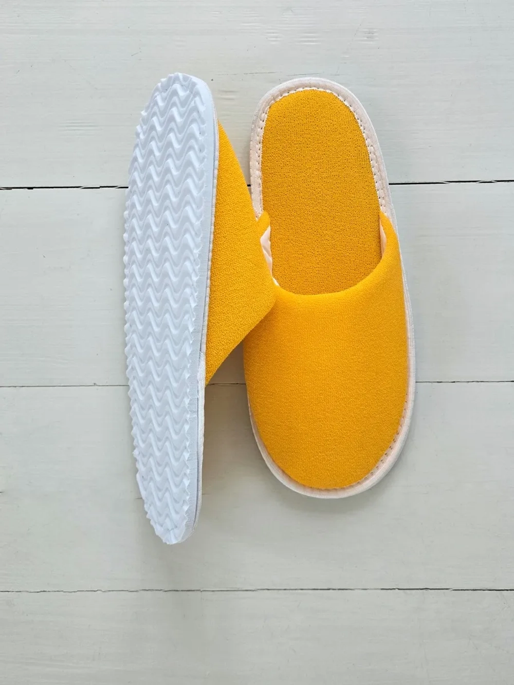 Тапочки трикотажные махровые желтые