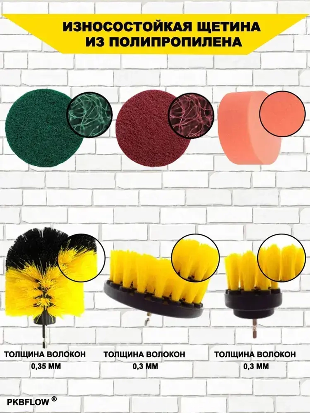 YICITY Набор щеток для химчистки и полировки авто 12 шт профессиональные насадки для дрели/шуруповерта, чистка салона, дисков, кузова (износостойкие, универсальные для авто и дома)