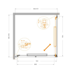 Душевой уголок Cezares LUX-A-FS-1-100-C-GM, 100х100х195, профиль оружейная сталь, стекло прозрачное