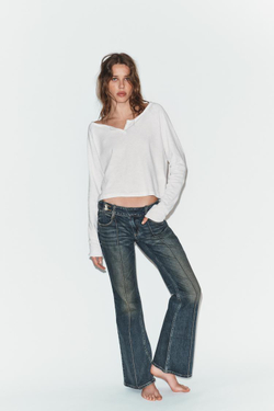 ZARA ДЖИНСЫ TRF BOOTCUT С НИЗКОЙ ПОСАДКОЙ, СИНИЙ