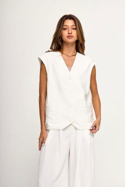 Жилет оверсайз из вискозы белого цвета