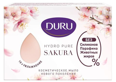 DURU Мыло косметическое прозрачное, CRYSTAL Hydro Pure Sakura, Лепестки Сакуры, 106гр, блок 24шт, ДУРУ