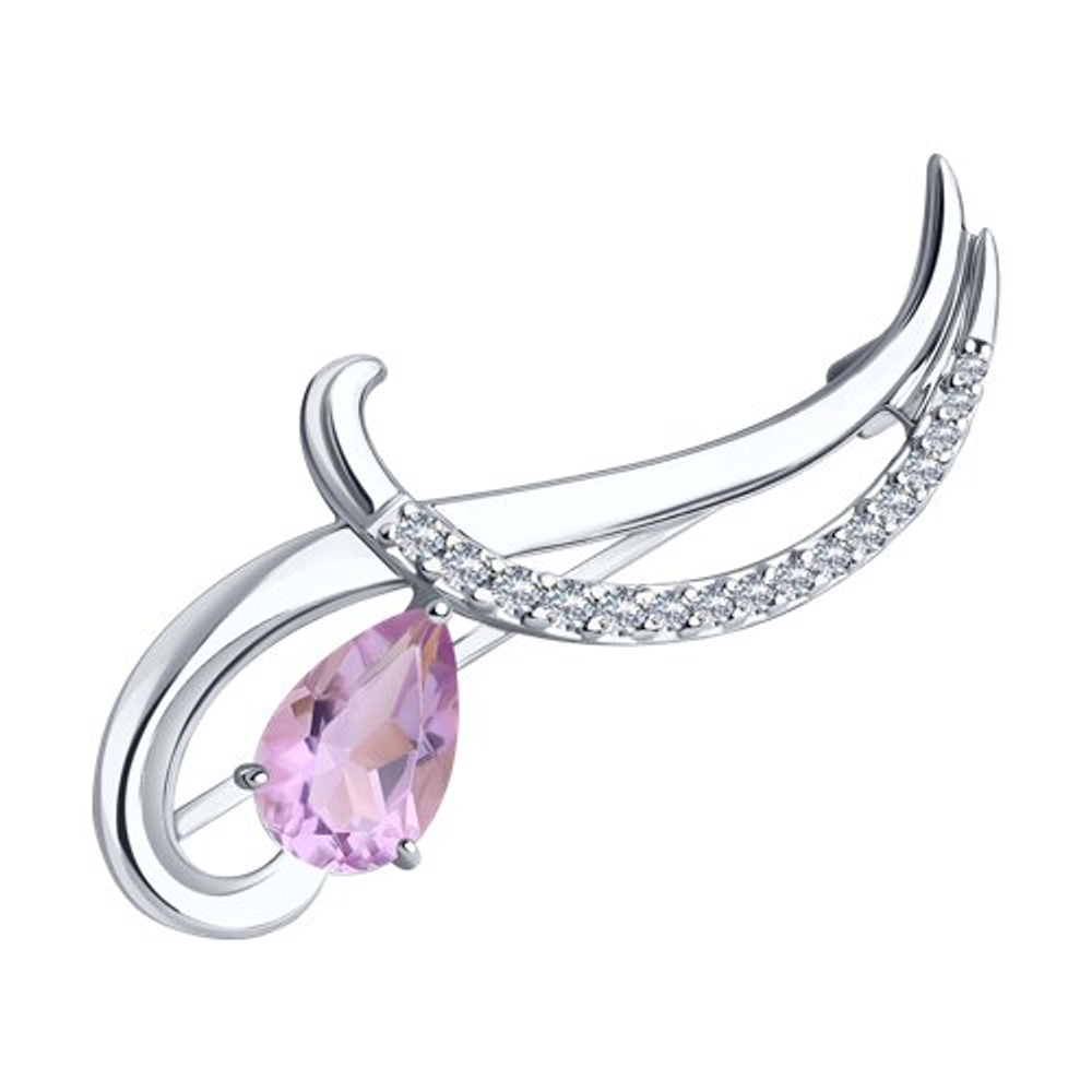 Брошь из серебра с аметистами