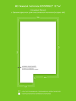 Натяжные потолки 12.7 м2, 3.2 м2, 2 м2, 3.8 м2, 13.2 м2