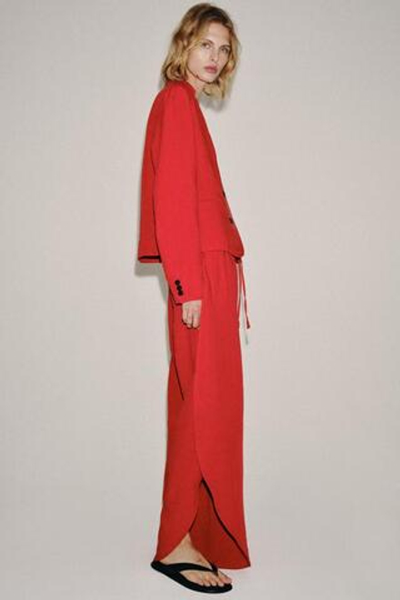 ZARA БРЮКИ С РАЗРЕЗАМИ — ZW COLLECTION, КРАСНЫЙ