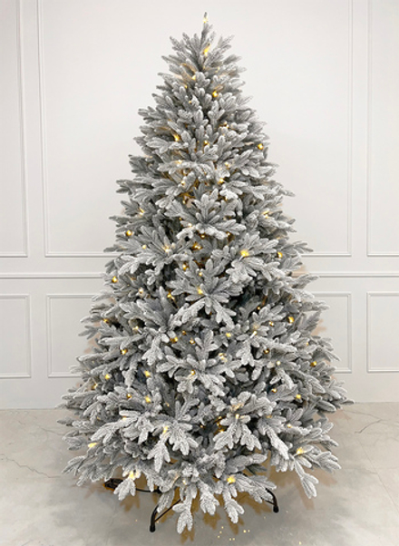 Заснеженная елка с гирляндой встроенной «Изумрудная» (Литая хвоя) от 1,2 м до 3 м