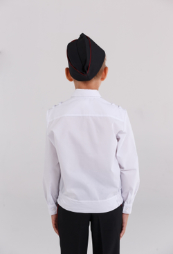 Рубашка форменная кадетская для кадетов казачья школьная детская белая длинный рукав хлопковая хлопок